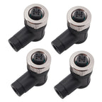 M12 Aviation Connector,4pcs 5-Pin Female Right Angle Socket Panel A Code Field Wireable IP67 Waterproof Industrial Circular Connector