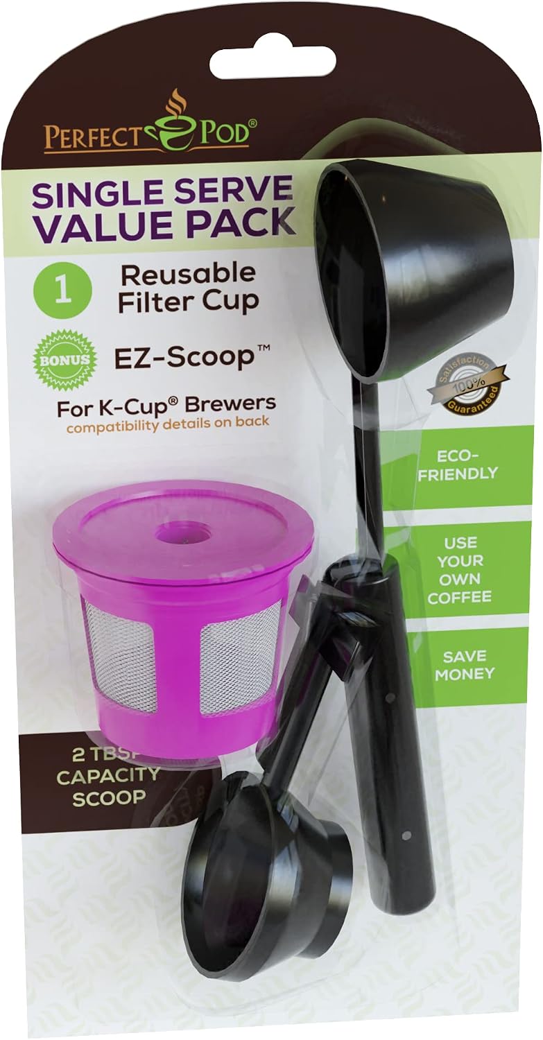 Single Serve Value Pack 1-Stream Reusable Filter Cup/EZ Scoop Perfect Pod Single Serve Pack Reusable Coffee Filter