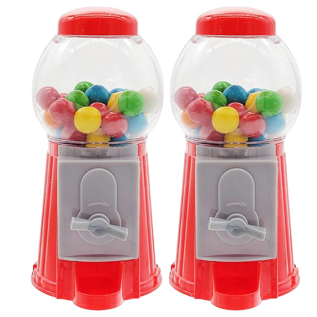 2-Pack Pack Mini 5" Inch Gumball Machine Without Candy Plastic Bubblegum Dispenser Red Gumball Machine Vending Candy