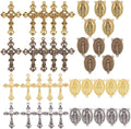 Tibetan Style Rosary Cross Charms and Center Miraculous Medal Easter Vintage Cross Crucifix Pendants Oval Chandelier