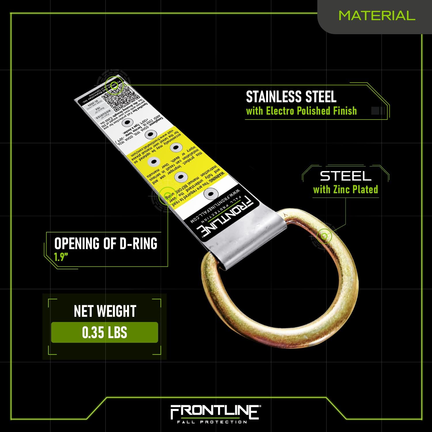 Frontline ROSU01SS Stainless Steel Permanent Roof Anchor | Corrosion Resistant | 5,000 lbs Strength | OSHA & ANSI