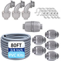 80FT 3/4" NPT PVC Liquid Tight Conduit Kit UL 5 Straight 3 Angle Connector
