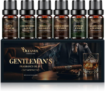 Men Essential Oils Gift Set, Premium Fragrance Oil for Diffusers for Home | Candle & Soap Scents,Agarwood &
