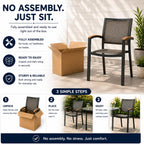 Aluminum Patio Dining Chairs Set of 4, Stackable Outdoor Armchairs