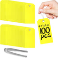 100Pcs Yellow Plastic Shipping Tags, 4 3/4" x 2 3/8", Writable, Durable, Waterproof