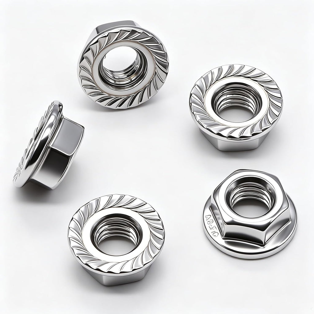26PCS M6 x 1mm Thread 304 SS Hex Flange Nuts