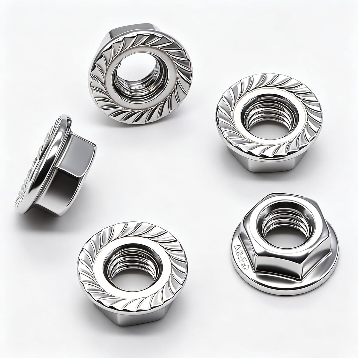 26PCS M6 x 1mm Thread 304 SS Hex Flange Nuts