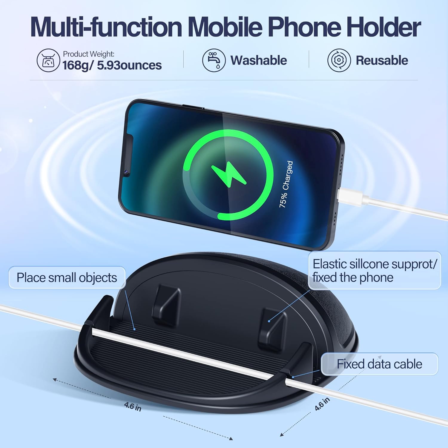 Car Phone Holder, Car Phone Mount Silicone Car Pad Mat for Various Dashboards, Slip Free Desk Phone Stand Compatible