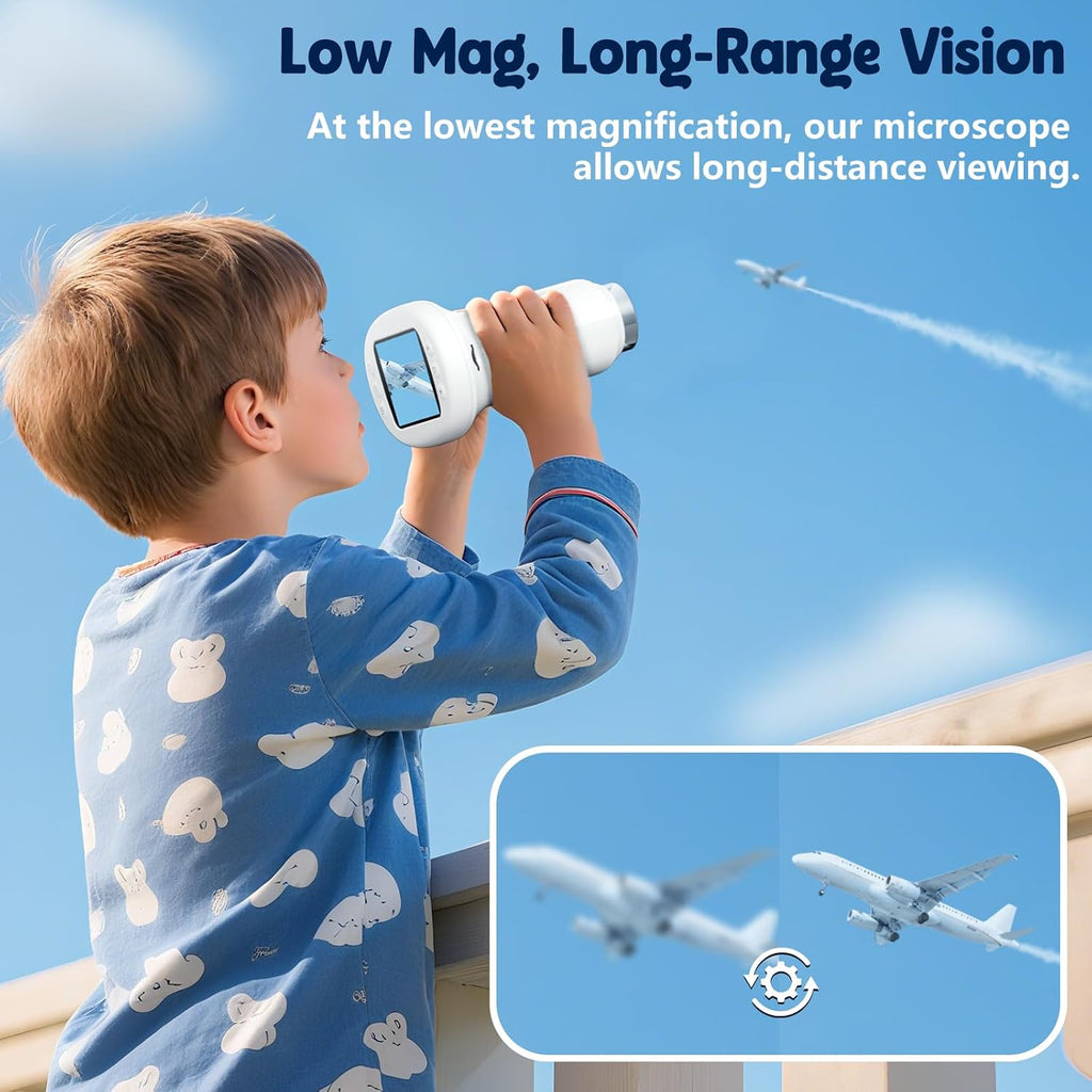 4K 1000X Digital Microscope for Kids with 32G Card, Long Distance Viewing & 2.4" Screen Portable Handheld Edu Toys