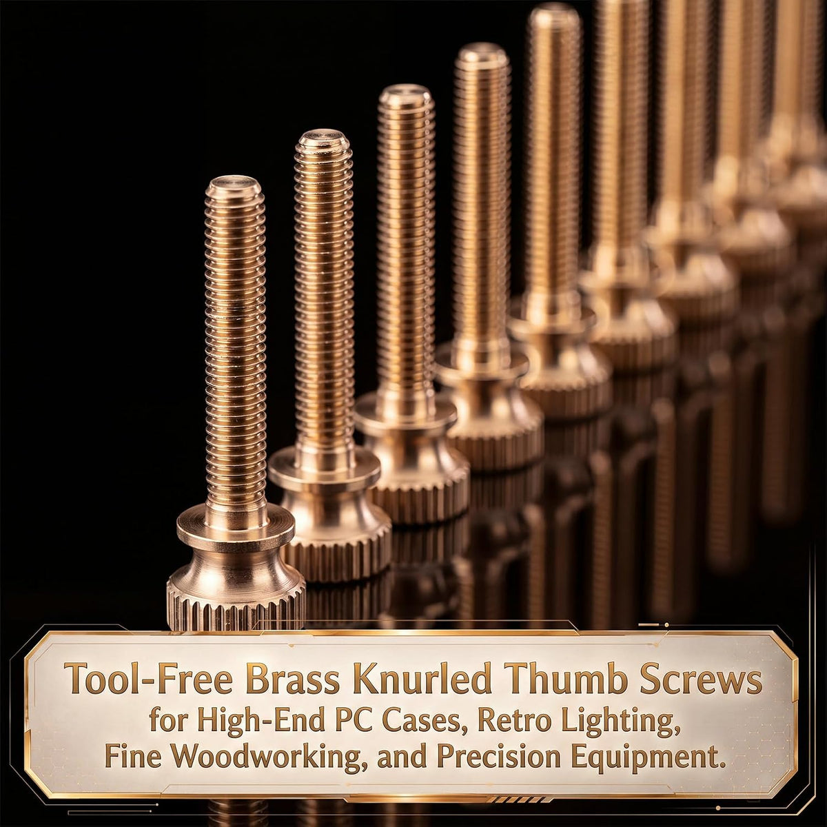 Hicarer 10 Pcs 8-32 x 1 Thumb Screws Brass Knurled, Threaded, Antique