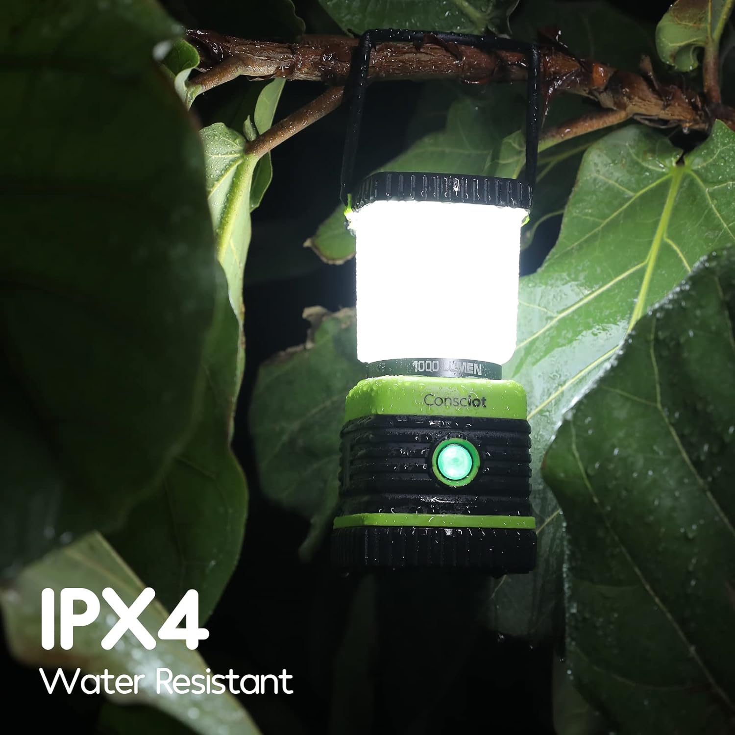 LED Battery Powered Camping Lantern, 1000LM, 4 Light Modes, IPX4 Waterproof Portable Tent Flashlight for Power