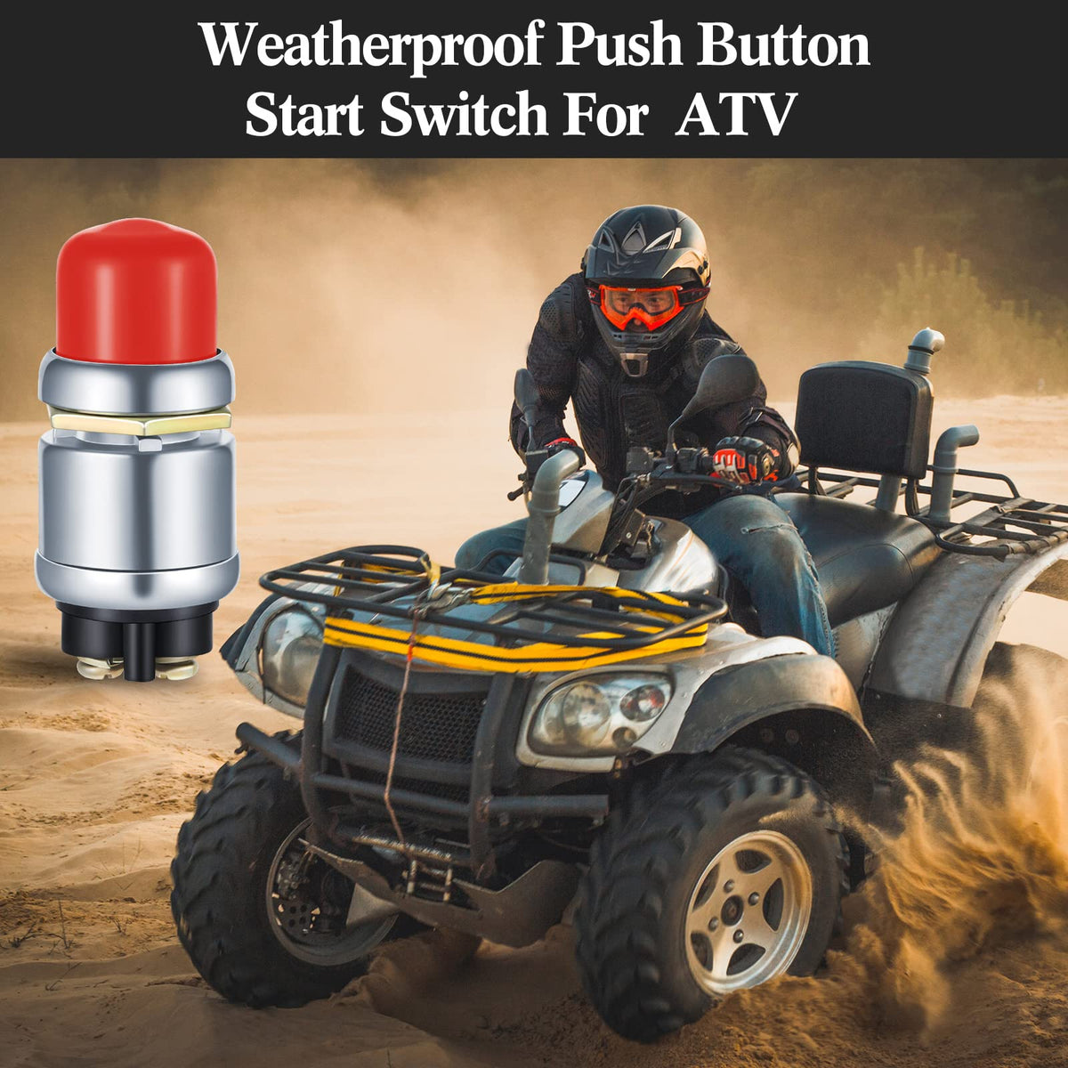 TOODOO 2 Pieces Push Button Starter Switch 12v-24v Waterproof, Red