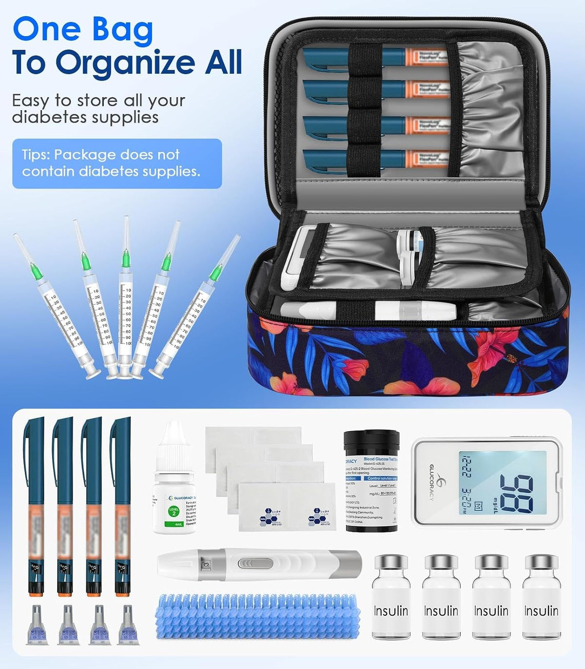 Large Insulin Cooler Travel Case,4 * 160g Ice Pack TSA Approved