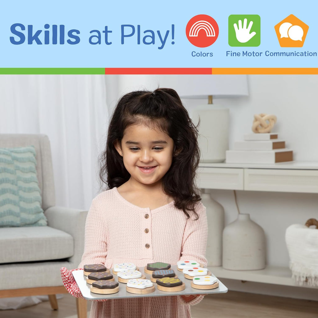 Melissa & Doug Slice & Bake Cookie Set with Wooden Play Food, Colorful Toppings & Play Kitchen Accessories, Preschool