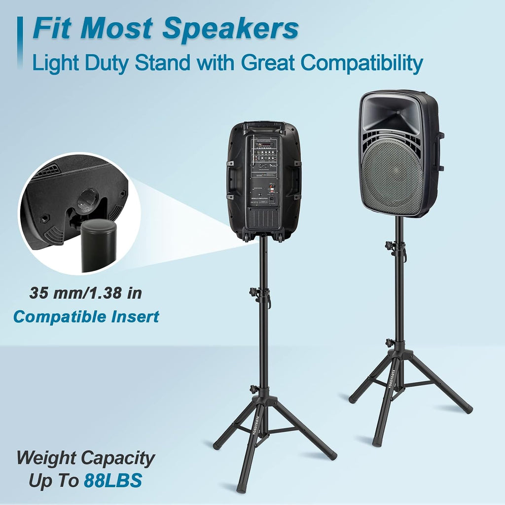Single Tripod Speaker Stand 33.5"-53.5" PA DJ Short Speaker Stand | Short Mini Speaker Mount Stand, 35mm Pole Mount