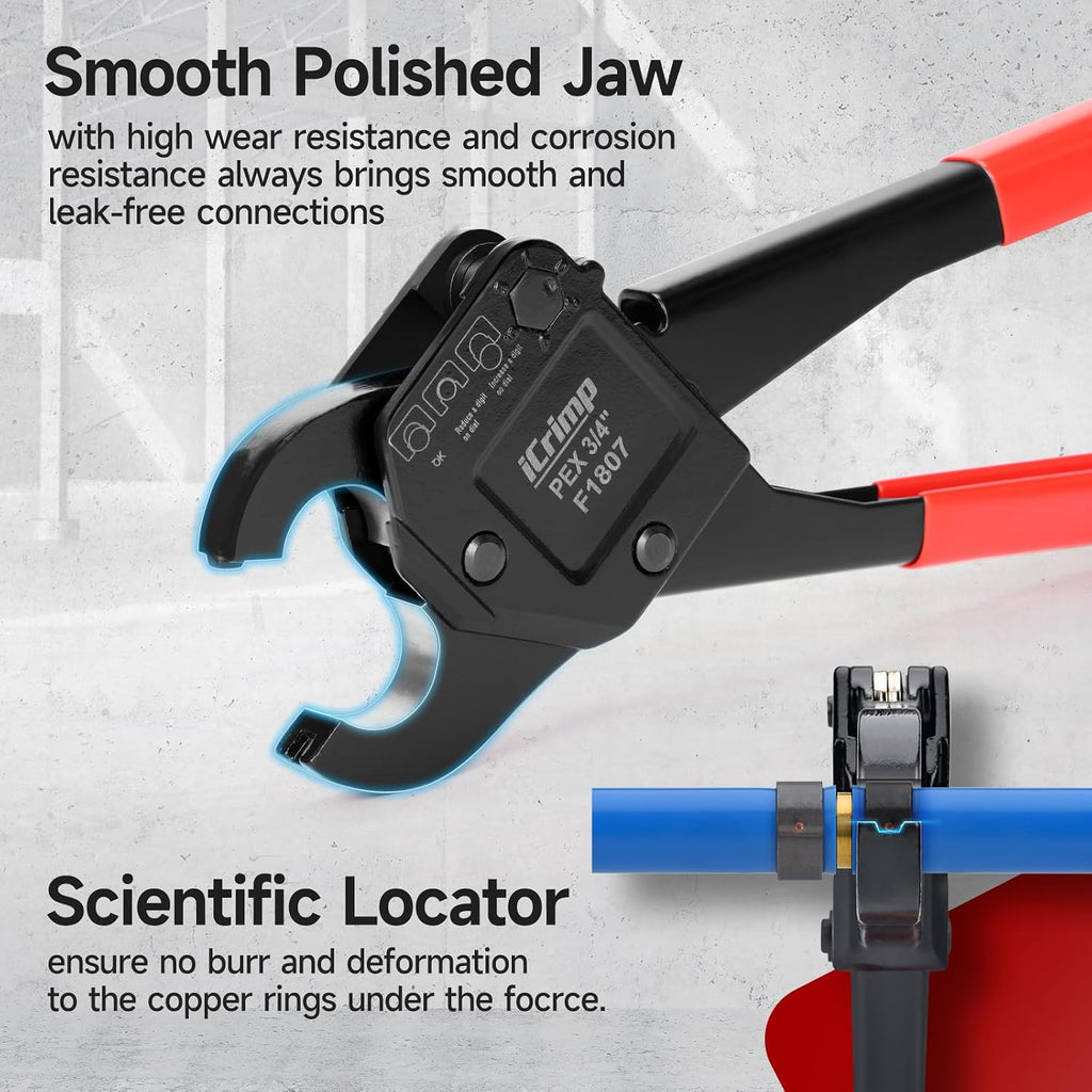 iCrimp Angle Head F1807 PEX Pipe Crimping Tool for 1/2&3/4-inch Copper Ring