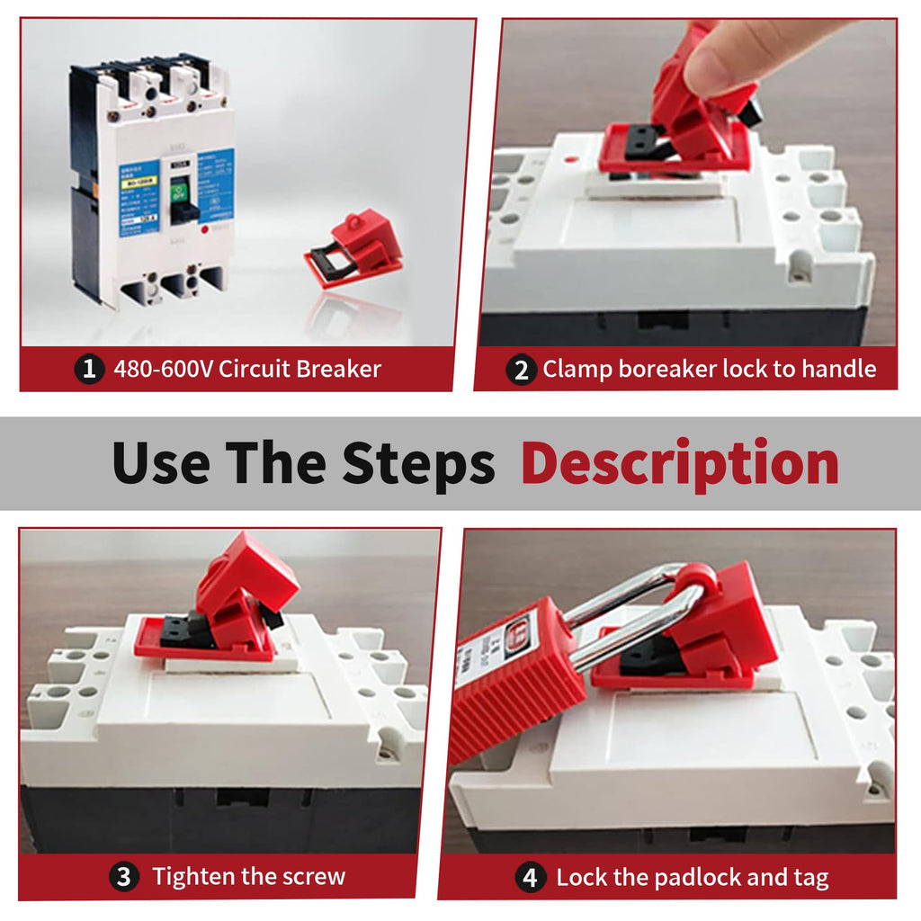 HiLKCO 5 Pack Circuit Breaker Lockout Device,Multi-Pole Breaker Lock,Large