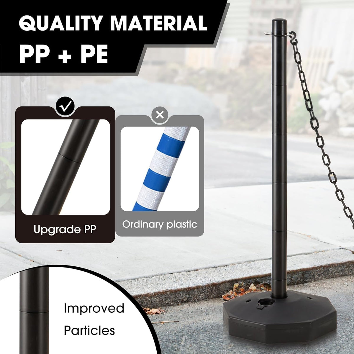 Traffic Delineator Posts with base,Parking Post Cones, 12 Pack