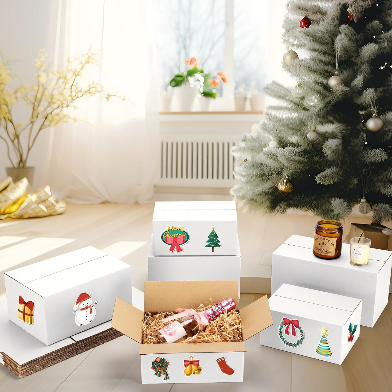 12 Pack Small Shipping Boxes Assorted Sizes, White Corrugated Box Mailers, 8x6x4 &9x6x4 & 10x7x5 & 11x6x6 3 PCS Each