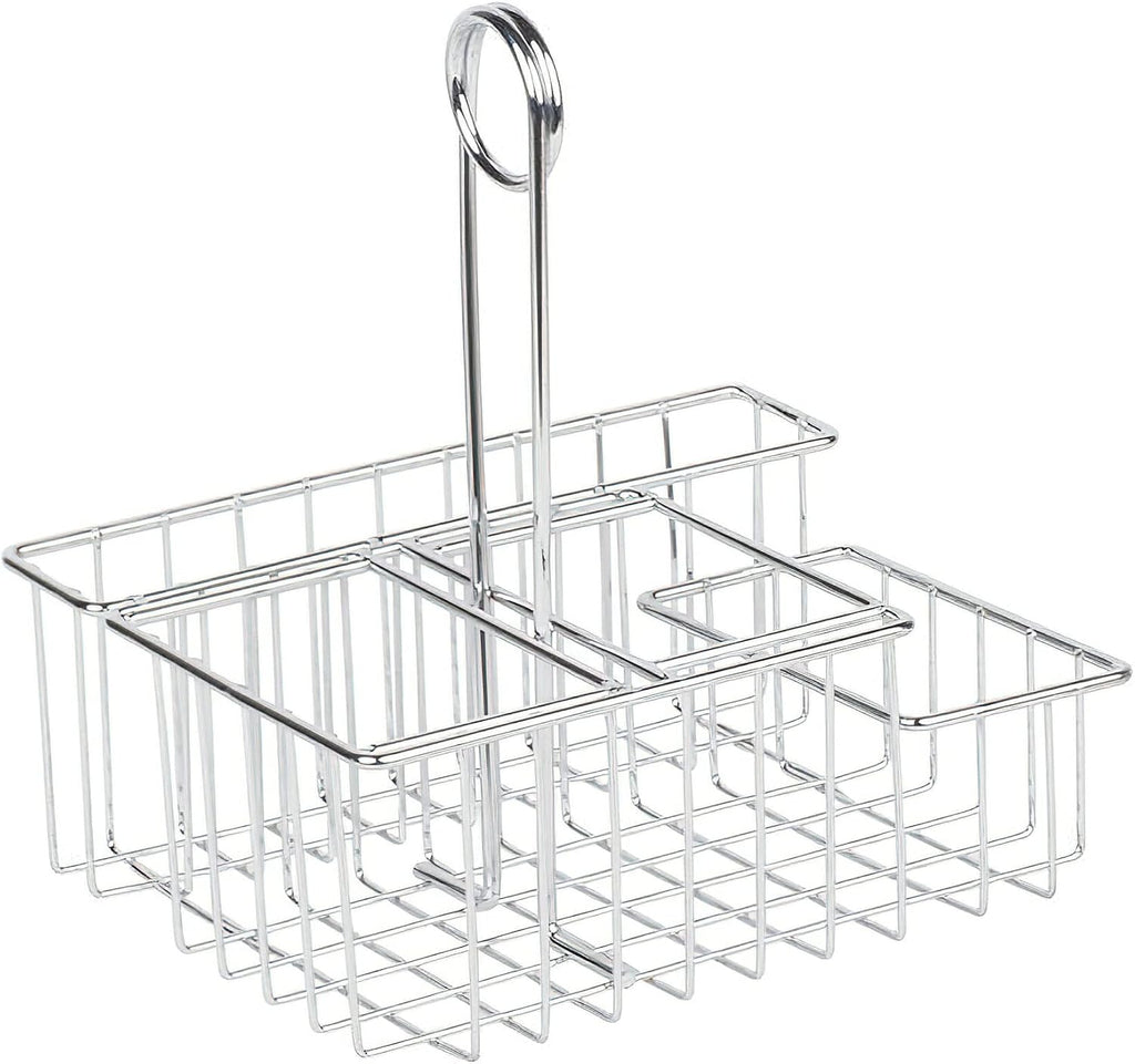 Modern Chrome Metal Four Compartment Condiment Caddy Table Caddies Collection