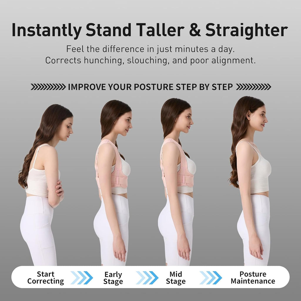 Posture Corrector for Women Back Brace Shoulder Straightener Pink, S/M