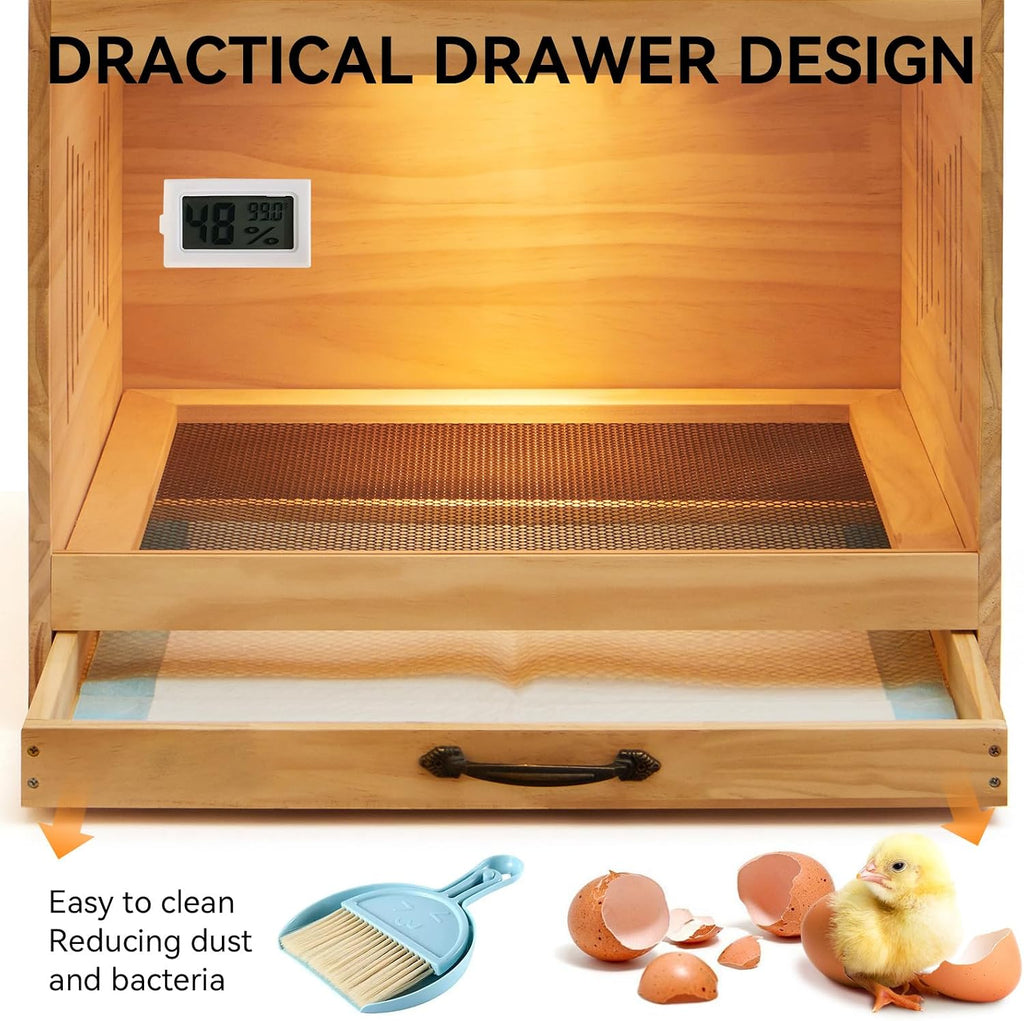 Brooder Box for Chicks, Wooden Chicken Brooder with Heat Lamp