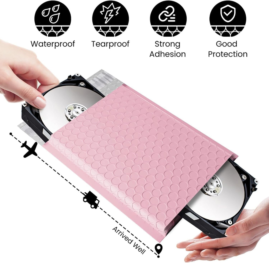 Bubble Mailers 6x10" 100 Pack Light Pink Padded Envelopes Self Seal