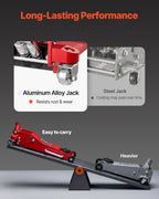 Low Profile Floor Jack 3 Ton Aluminum and Steel Racing Floor Jack with Dual Pistons Quick Lift Pump, Hydraulic