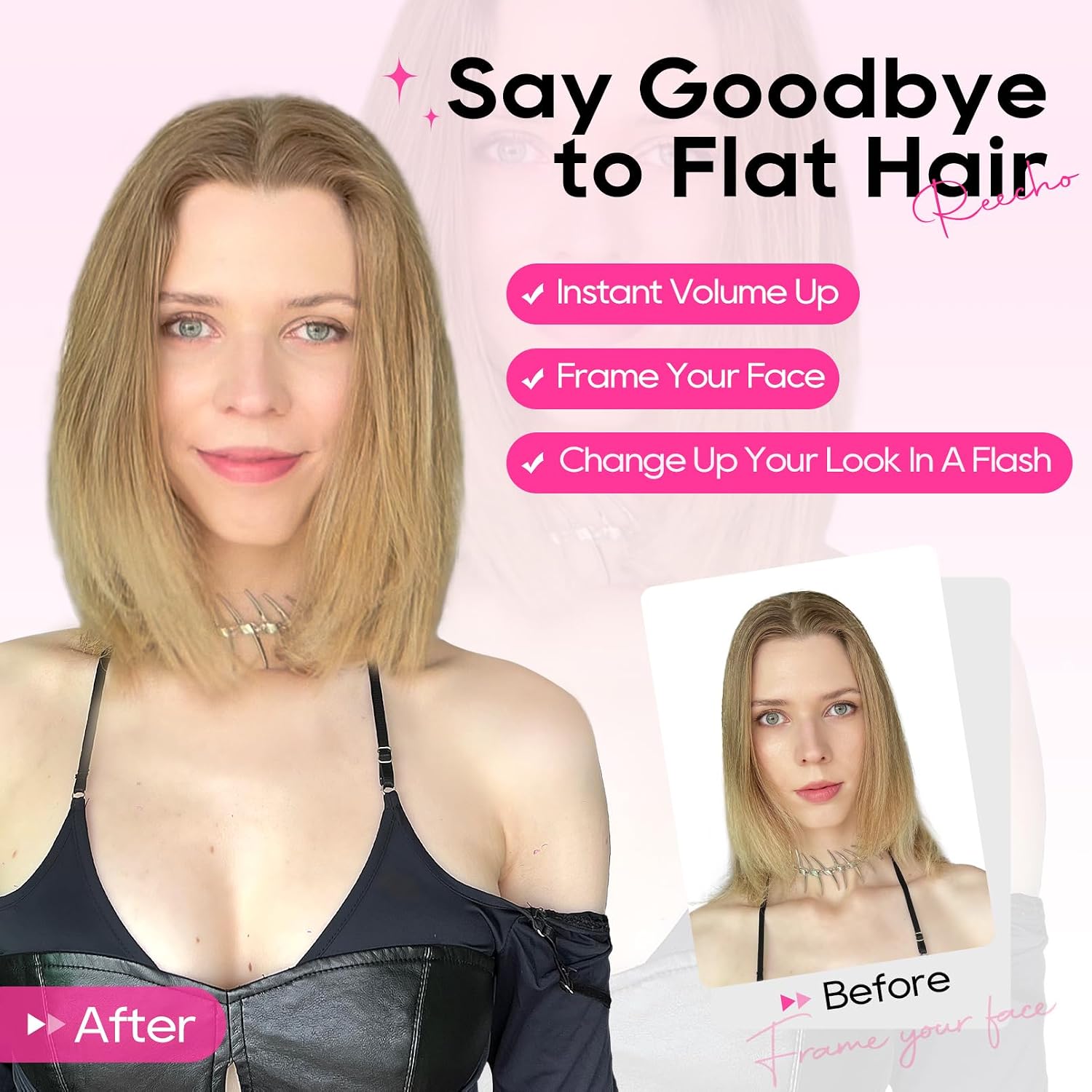 Clip in Hair Volumizer, 2PCS 12 inch Short Thick Clip in Hairpieces Adding Extra Volume Hair Extensions for Women