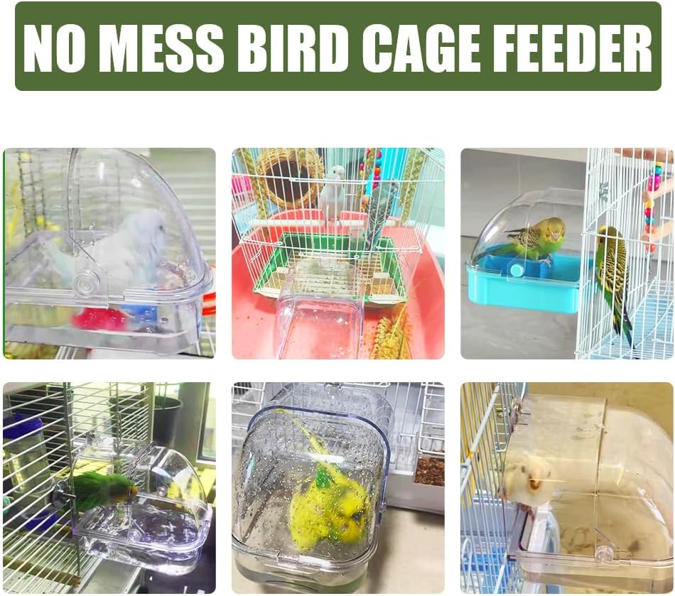 Bird Bath for Cage, Cleaning Pet Supplies Cockatiel Bird Bathtub with Hanging Hooks for Little Bird Parrots Spacious