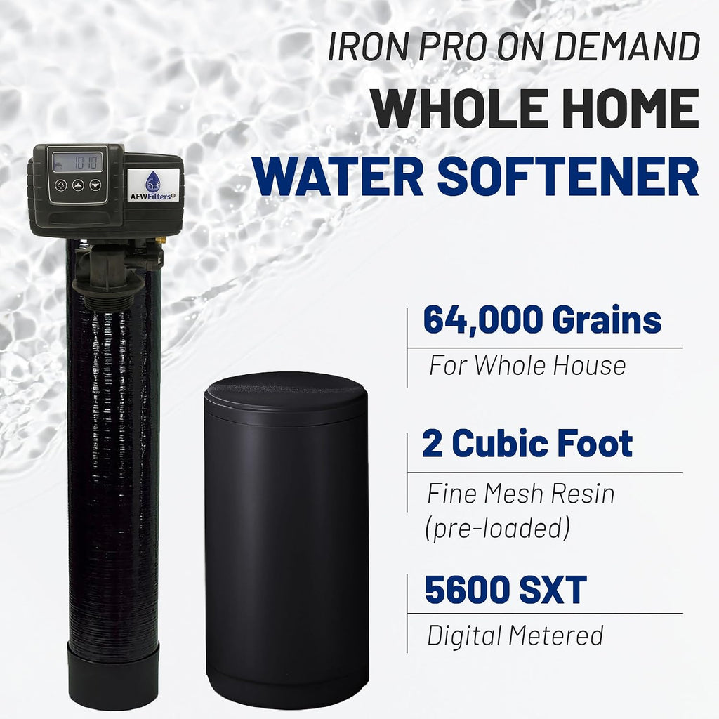 Iron Pro 2 Combination Water Softener Iron Filter Fleck 5600SXT Digital Metered Valve 64,000 Grain - High Flow for