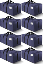 8 Pack 40 Gal Large Strong Moving Bags with Zippers & Carrying Handles - Water-Resistant - Heavy Duty Storage Tote