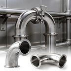 2 Pack 90 Degree Sanitary Elbow Stainless Steel Tri Clamp Sanitary Pipe Fitting With Silicone Gaskets (1-1/2inch)