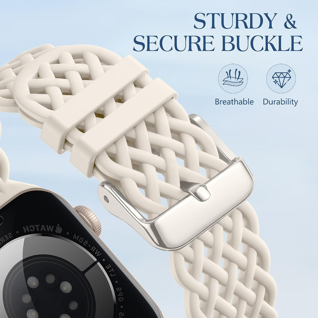Braided Silicone Bands Compatible with Apple Watch Bands for Women | for iWatch Bands 40mm 41mm 42mm 38mm,Hollow-out