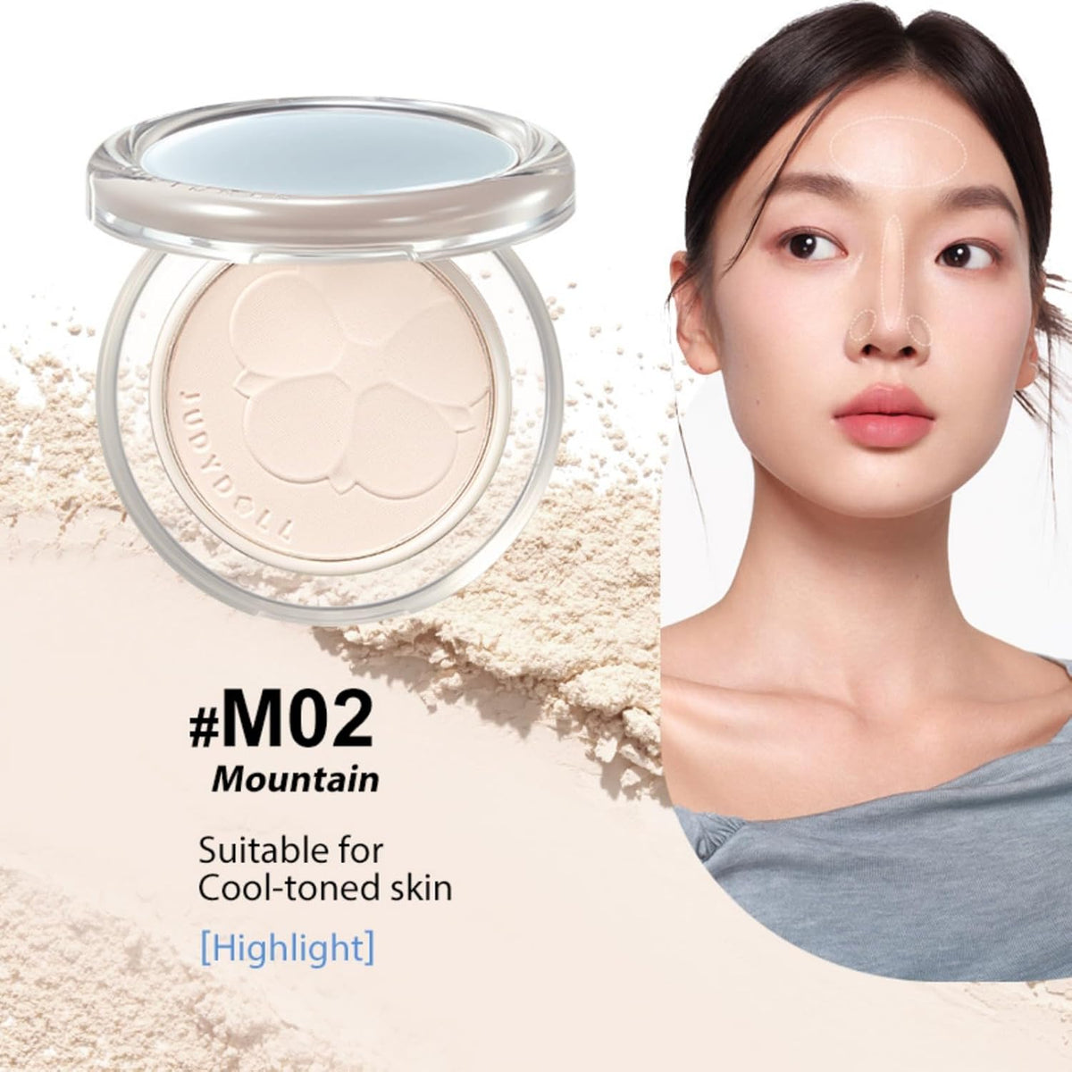 Pure Matte Single Highlighter Pressed Powder, 15%+ Concealing Coverage Brightening Face Makeup, Soft-Focus Natural