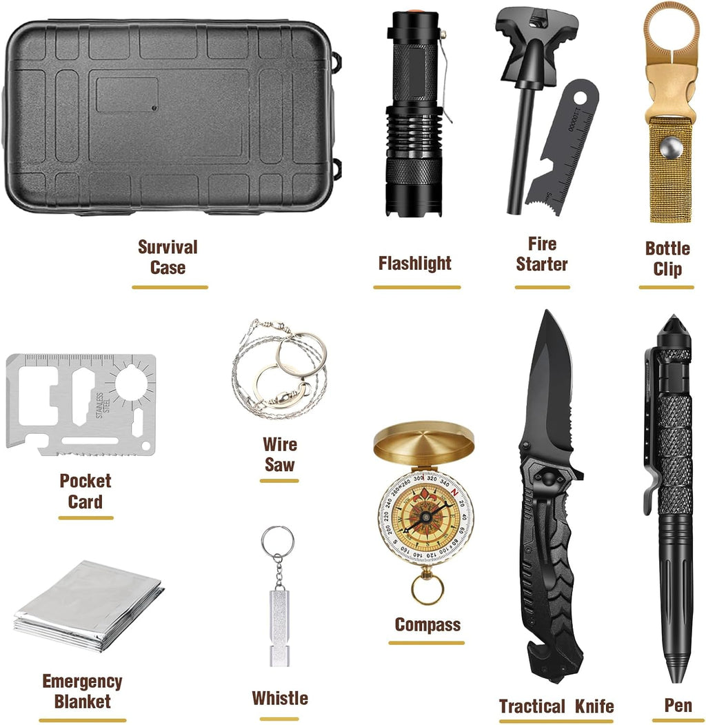 Survival Kit 14 in 1, Gifts for Men Dad Husband, Emergency Survival Gear and Equipment, Anniversary Birthday Gifts