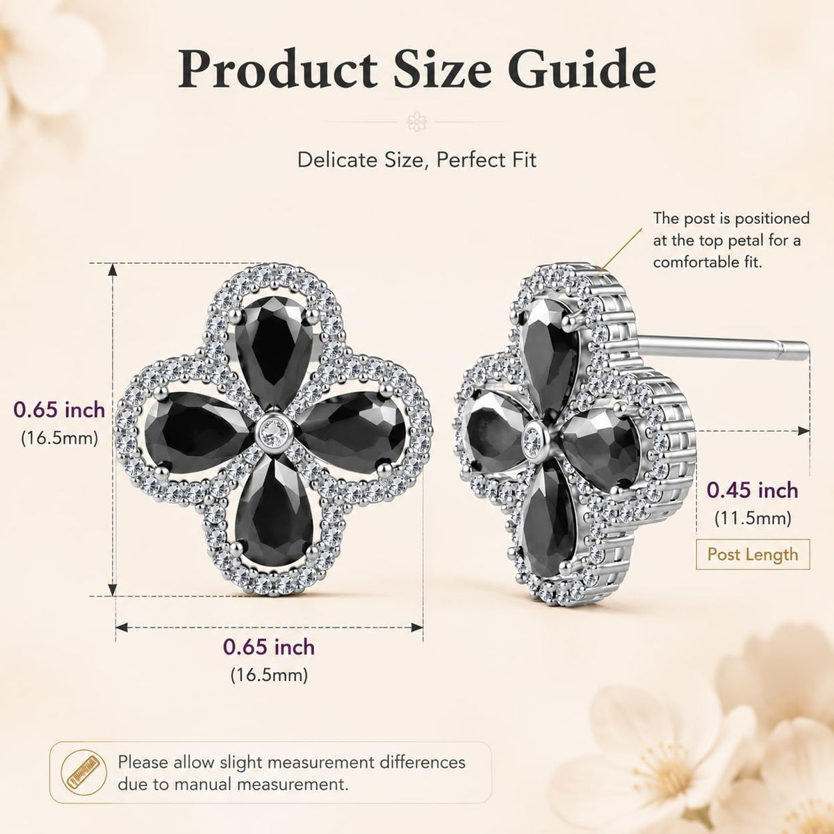 Clover Earrings for Women, CZ Four Leaf Clover Studs, 18K Gold Plated Brass | Elegant Gold Plated Clover Design