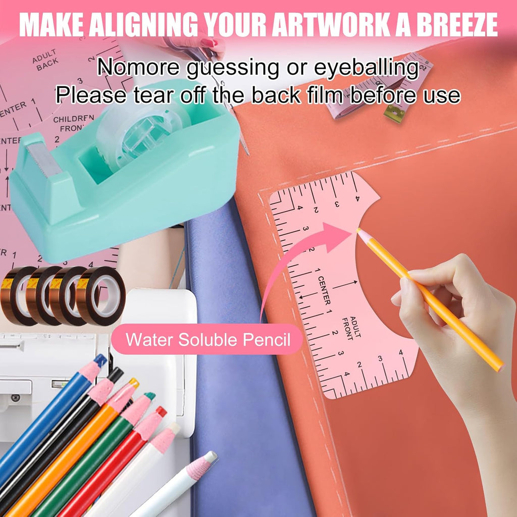Sublimation Shirts Tool Kits With 8 T Shirt rulers, 3Pack Teflon Sheet for Heat Press 12*16in, Heat Resistant Gloves