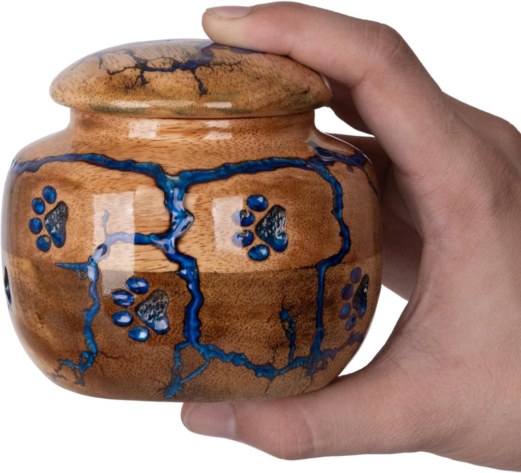 Wood Pet Urns for Dog/Cat Ashes - Small 10 Cu/in Resin Decorative Urn for Ashes for Dog, Urns for Cats - Pet Memorial