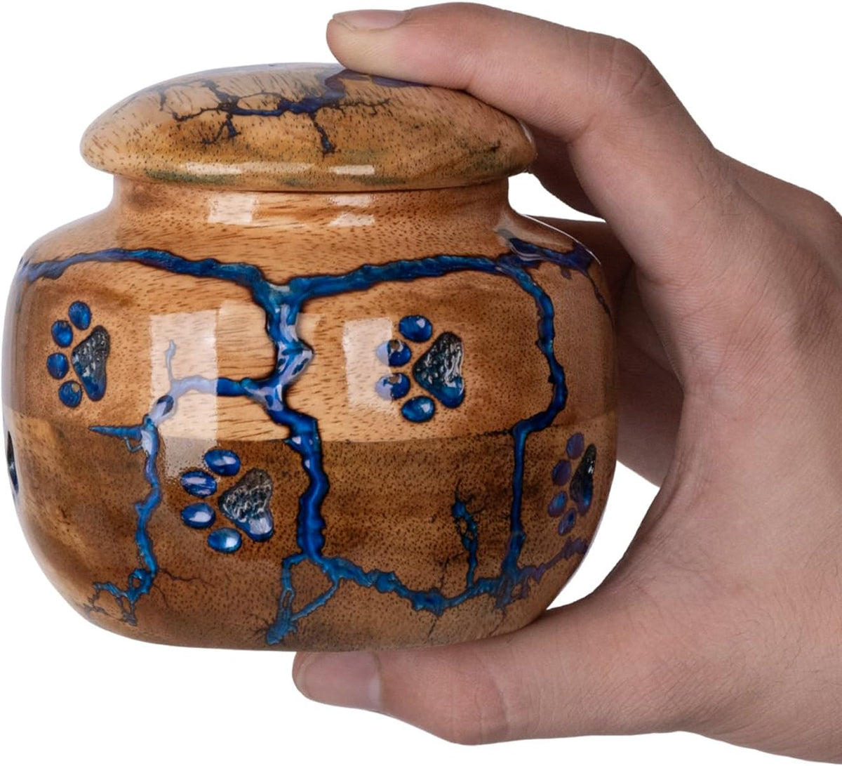 Wood Pet Urns for Dog/Cat Ashes - Small 10 Cu/in Resin Decorative Urn for Ashes for Dog, Urns for Cats - Pet Memorial