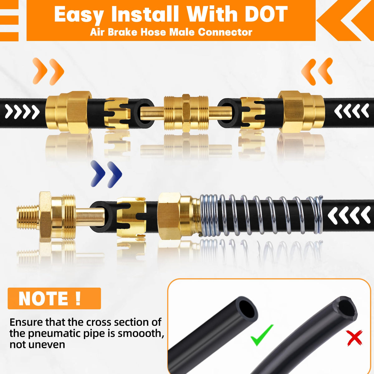 32PCS Brass DOT Air Brake Hose End Fitting Assortment Kit for Replacement