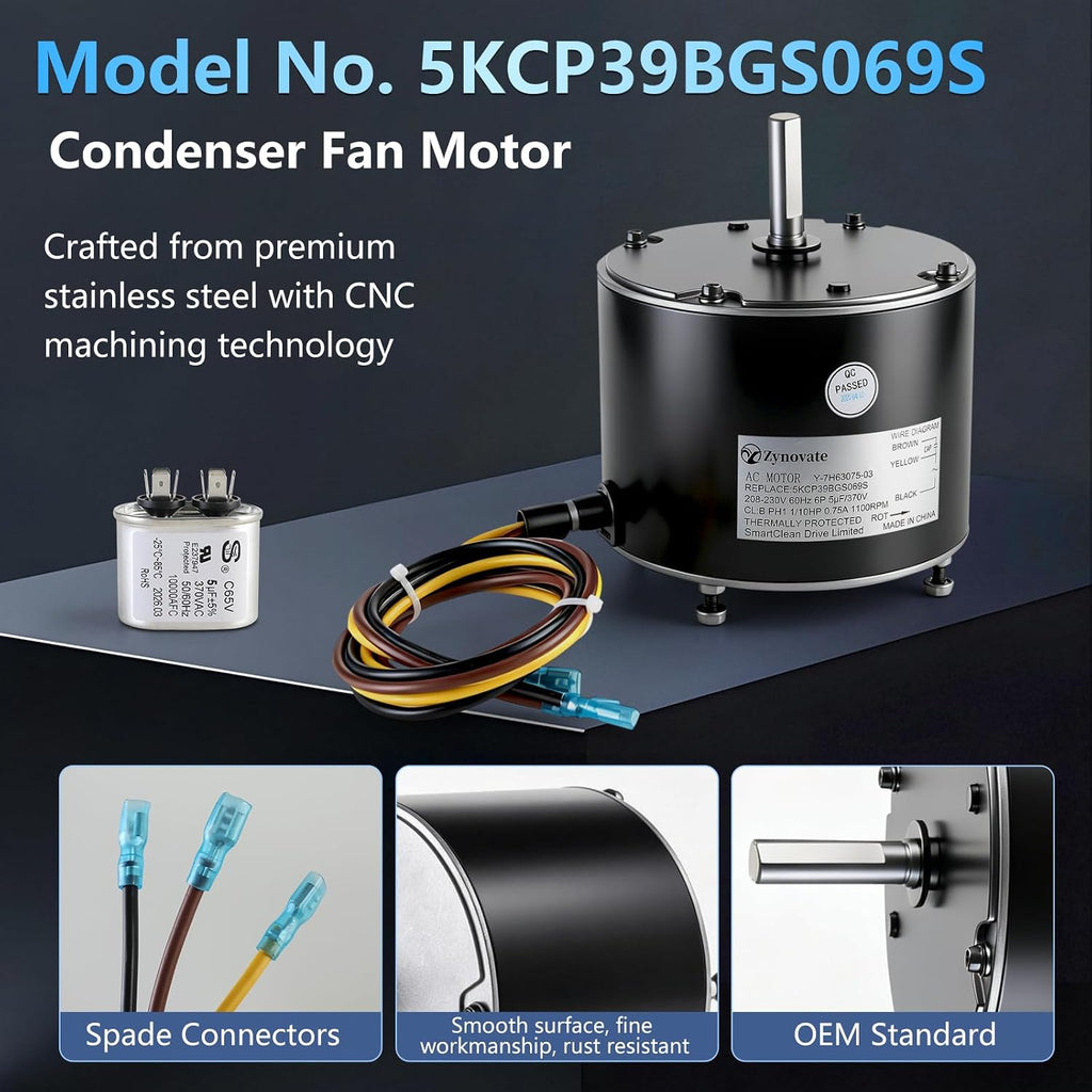 5KCP39BGS069S Condenser Fan Motor Replaces Carrier #3S001#GE3907 G3907