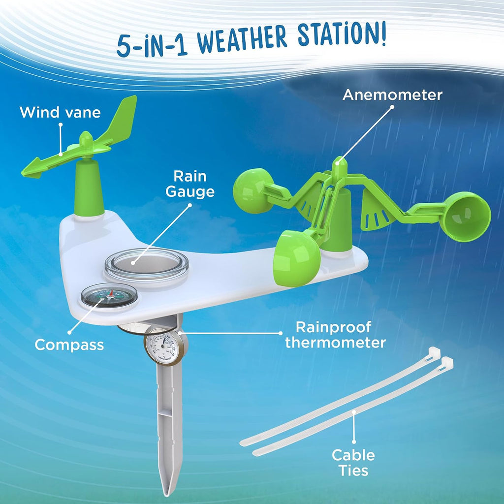 Thames & Kosmos Weather & Climate Lab STEM Experiment Kit, 5-in-1 Meteorology Station w/Wind Vane, Compass, Rain