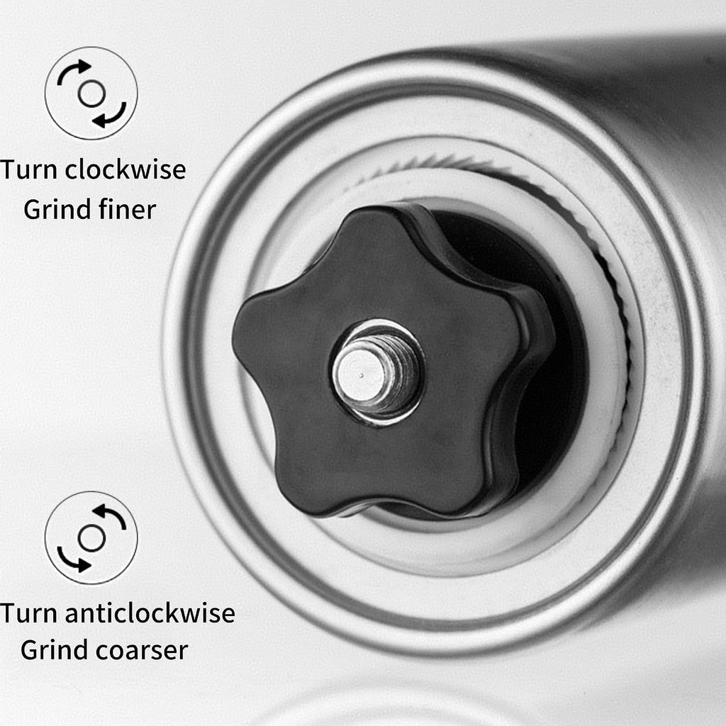 Portable Manual Stainless Steel Coffee Grinder, Ceramic Conical Burr | Multi Adjustable Settings, Detachable Hand