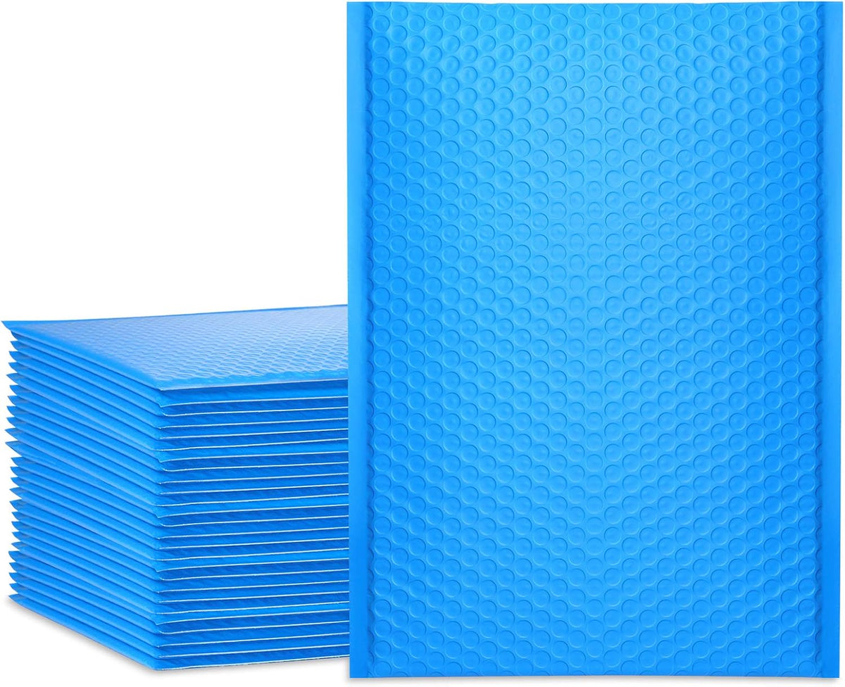 Bubble Mailers 10.5x16 Inch Blue 25 Pack Poly Padded Envelopes Large #5 Mailing Packages Opaque Packaging Postal Self