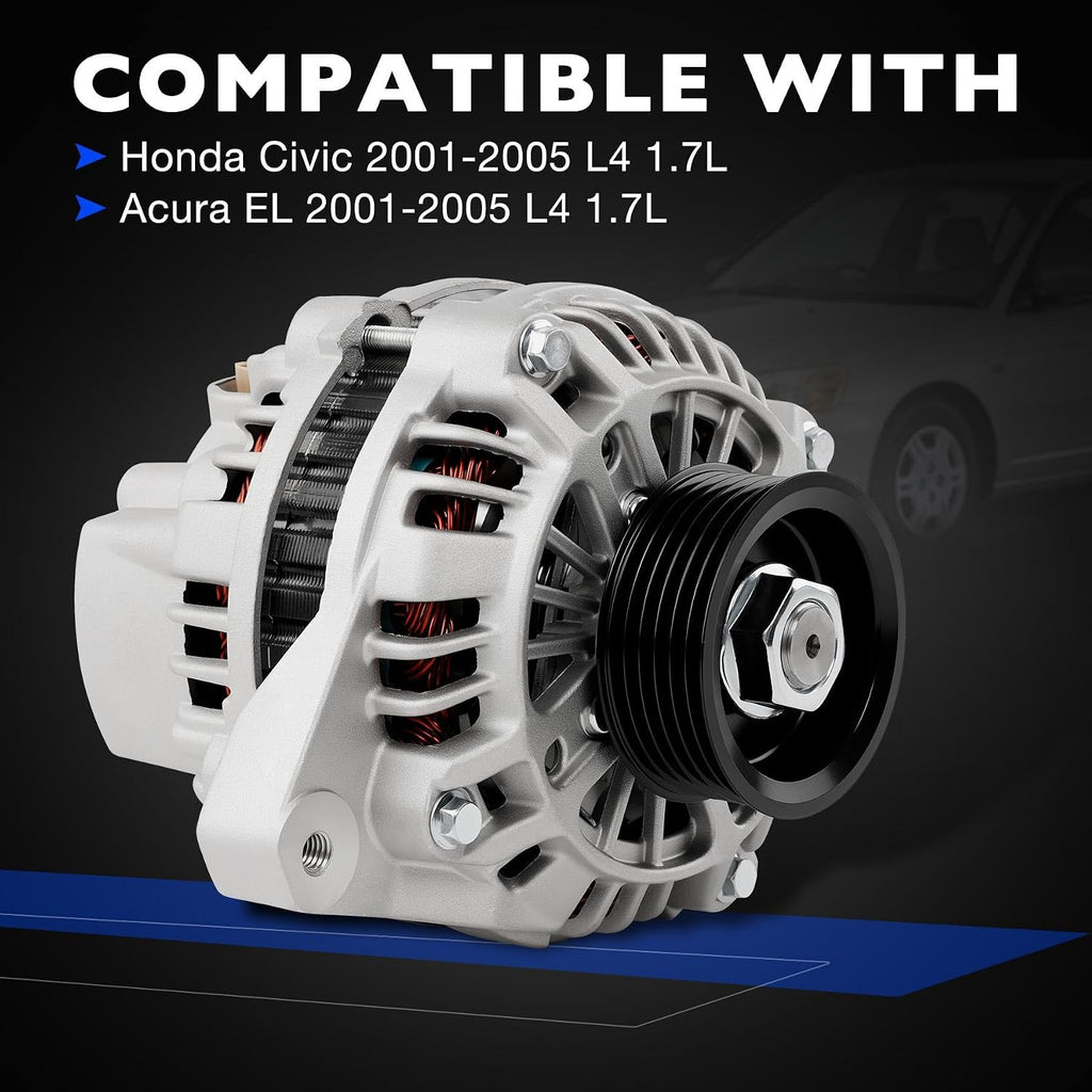 Alternator Compatible with 2001-2005 Honda Civic Acura EL 1.7L L4 70A