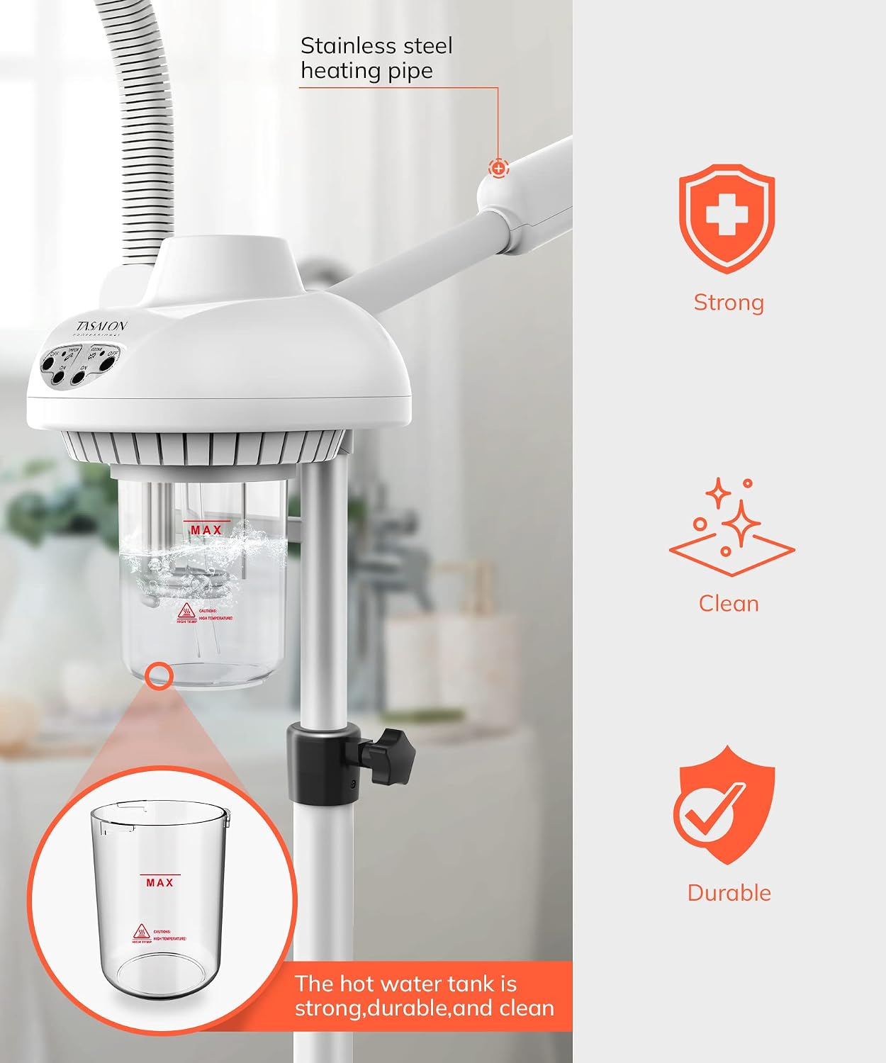 Professional 2 in 1 Facial Steamer With 5X Magnifying Foldable Arm, Ozone Mist Steamer for Face, Salon Spa Beauty