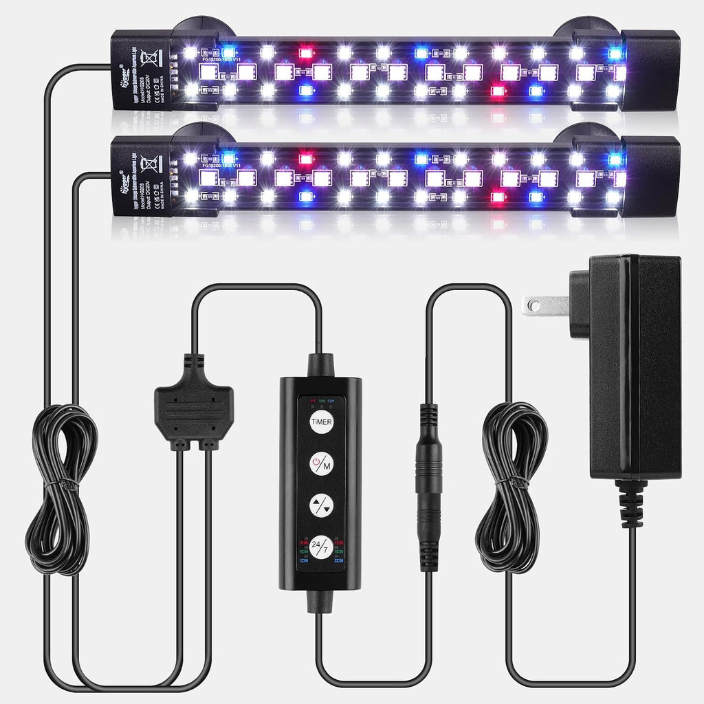 Dual-Channel Controller Submersible Aquarium LED Light, 24/7 Mode Full Spectrum Hidden Fish Tank Light with 3 Rows