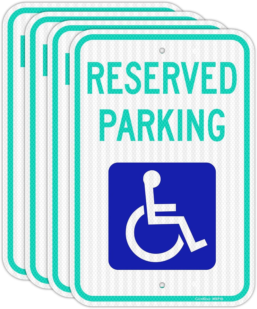 Reserved Parking Sign, 12" x 18" Handicap Parking Sign with ADA Accessibility Symbo, Engineer Grade Reflective