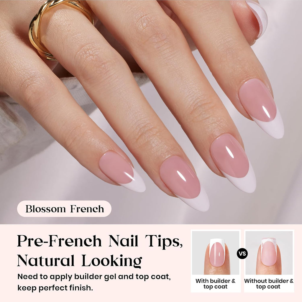 Beetles French Tips Press On Nails- 210 Pcs Medium Almond Nails
